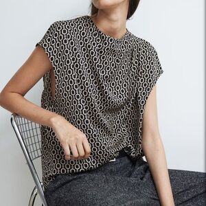 H&M Black and Cream Geometric Blouse